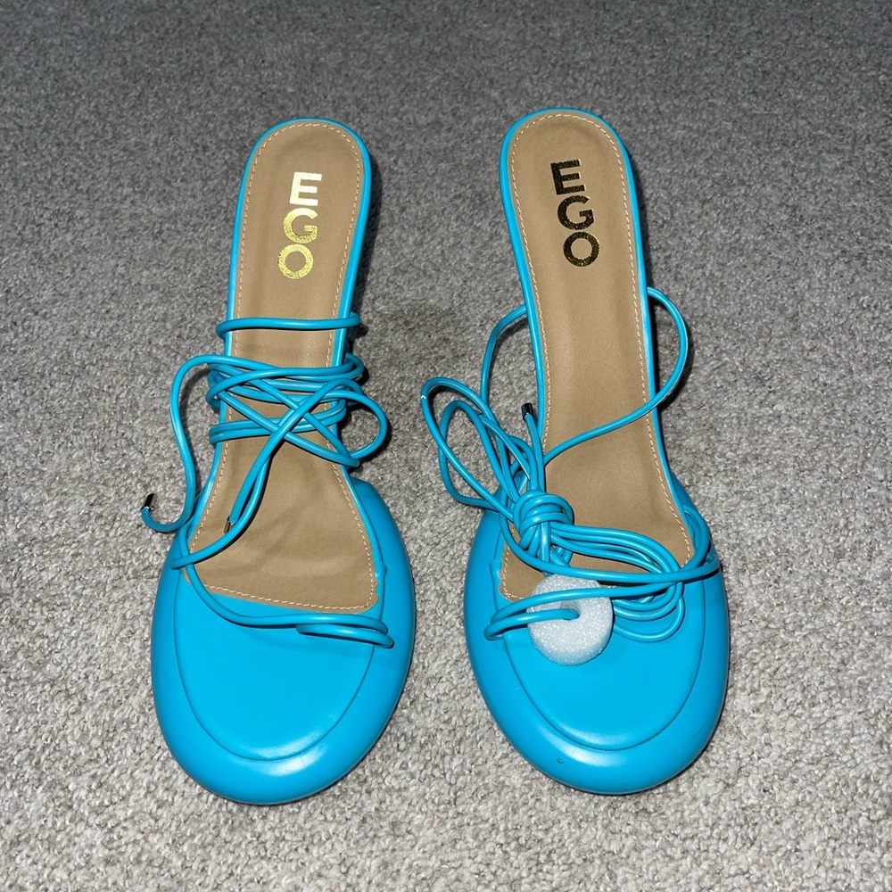 Blue lace up platform heels (size 11) never worn